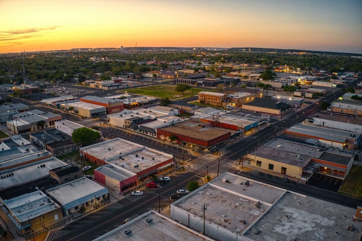 aerial view of killeen texas at sunset