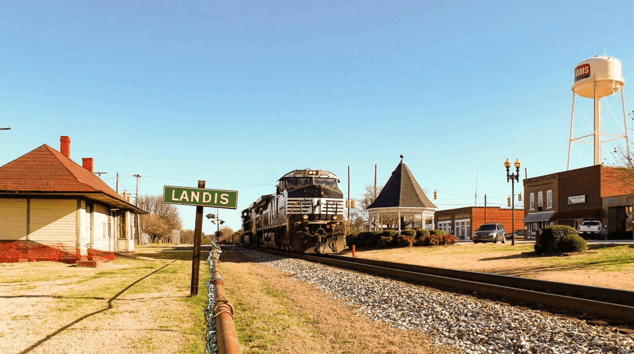train running through Landis North Carolina