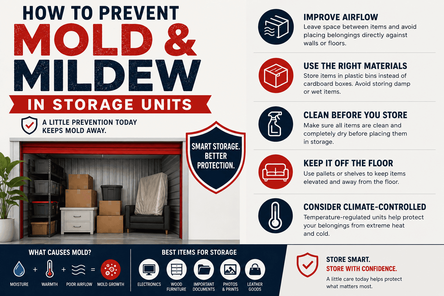 how to prevent mold and mildew in storage-units