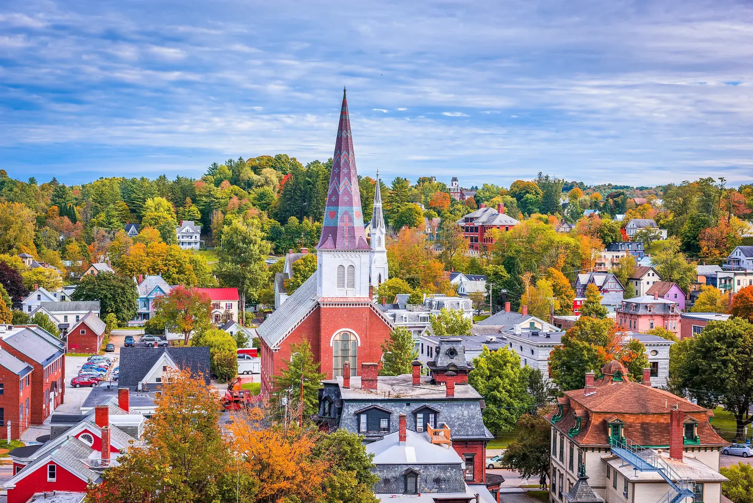 downtown of small city in us