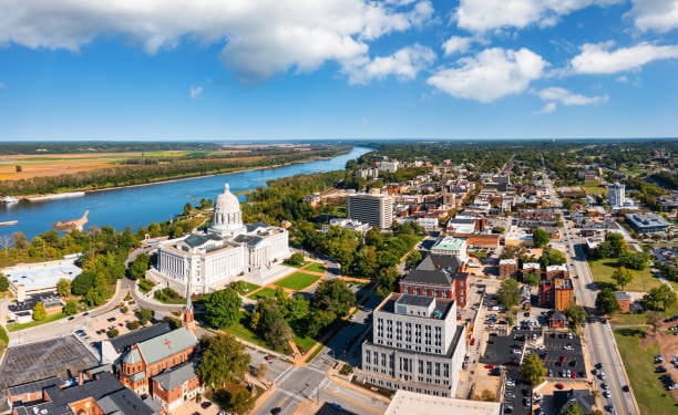 Jefferson City, Missouri downtown on river