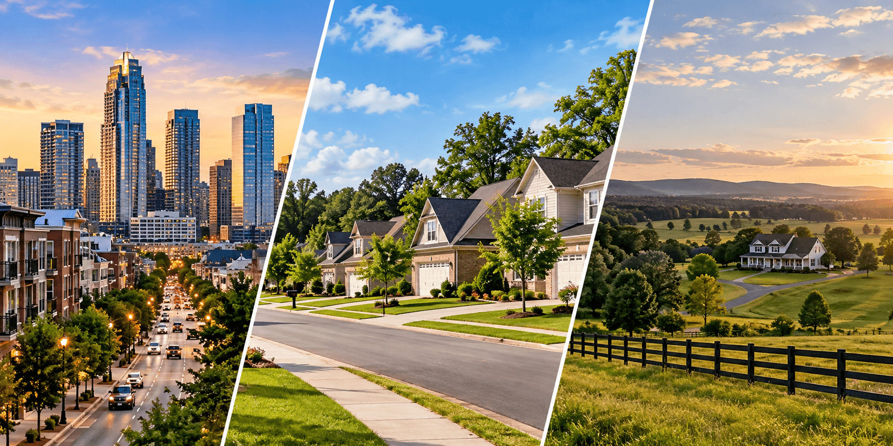 Urban suburban and exurban living