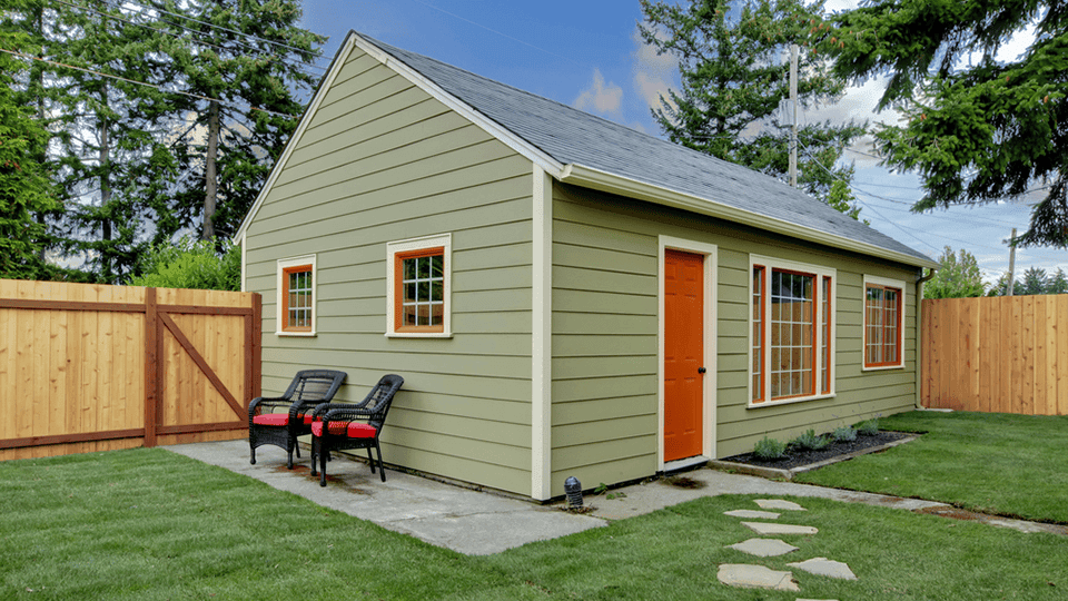 green accessory dwelling unit in backyard