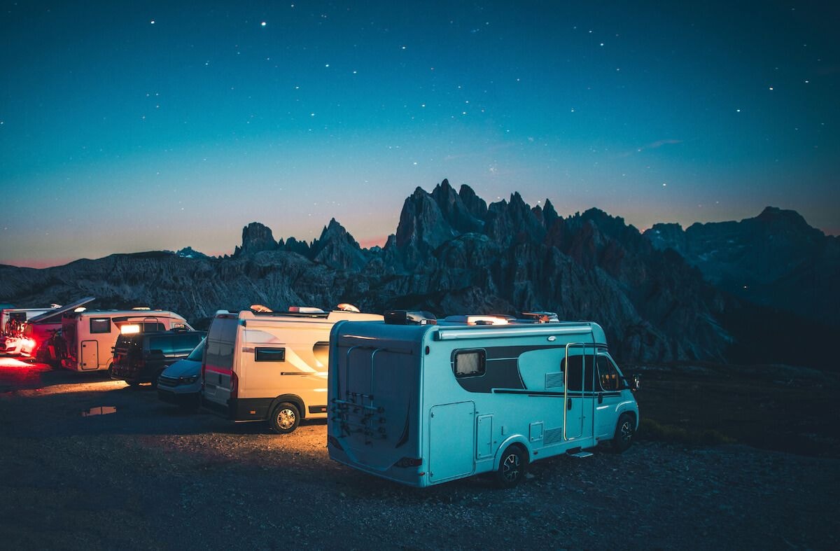 rvs under night sky