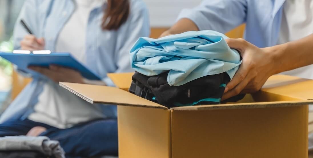 storing clothes in box
